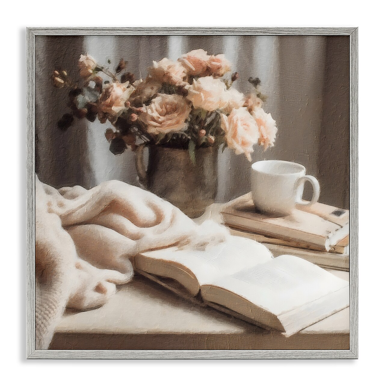 Stupell Industries Morning Coffee Floral Journaling Framed Giclee, design by Riley B